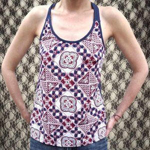 moroccan tile navy blue racerback tank joy joy XS